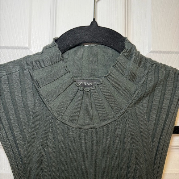 Dynamite Midi Mock Neck Green Knit Dress - Picture 3 of 4